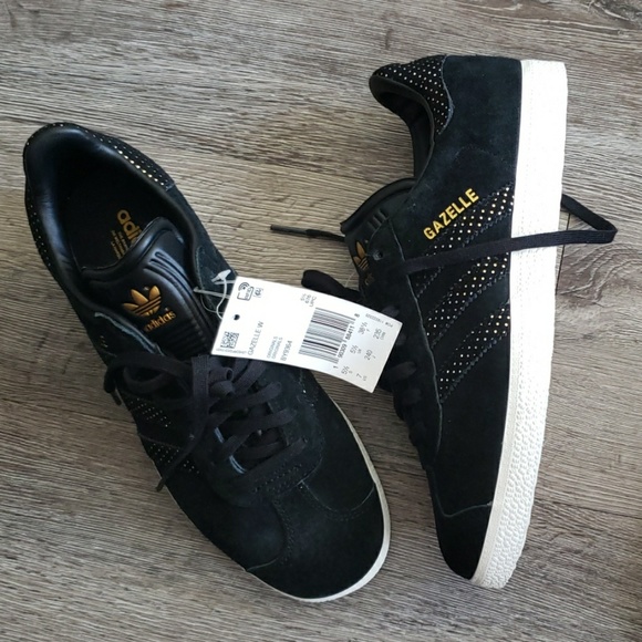adidas Shoes - Adidas Gazelle Black & Gold Sneakers RARE NEW